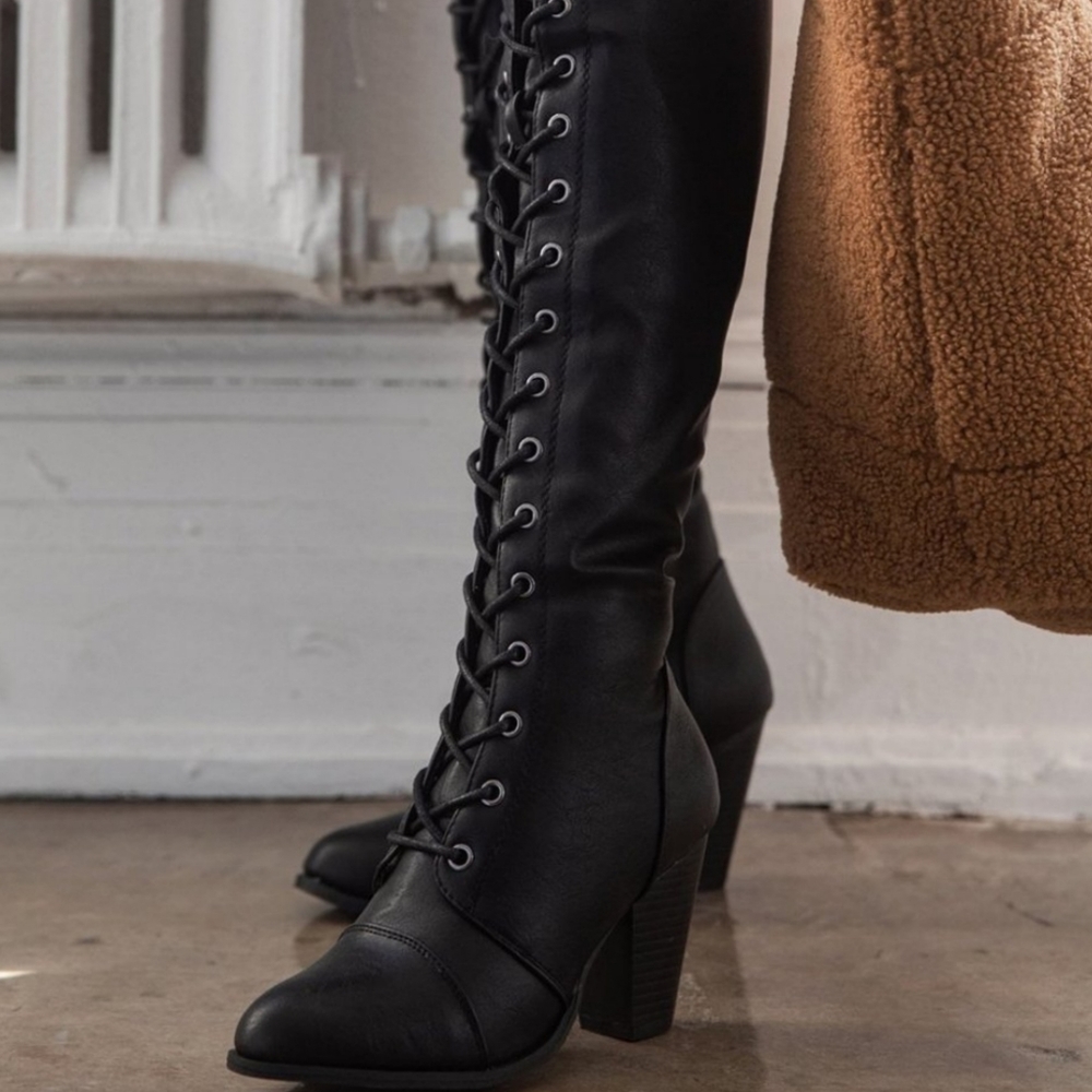 Just In Black Pu Black boots - Picture 4 of 6